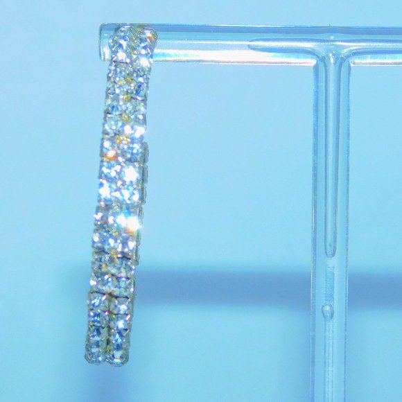 Rhinestone & Gold Crystal Hoop Earrings NEW! - Picture 2 of 7